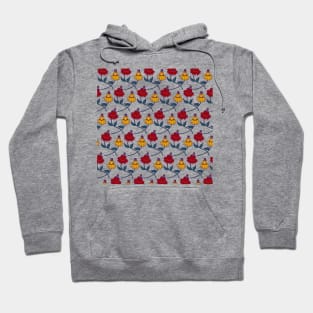 Exotic Tropical Flowers | Floral Pattern | Red and Yellow Flowers Hoodie